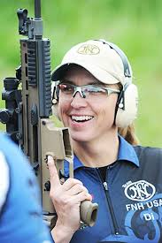 Dianna Liedorff, a 17-year veteran of the Tulsa Police Department and FNH USA Shooting Team member, prepares to shoot the SCAR 16S. - DiannaSCARlr-1