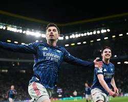 Kai Havertz goal celebration Arsenal vs Sporting CP 2024 quarter final, AI generated