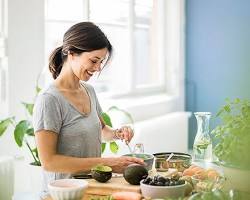 Image of person cooking a simple and healthy meal in their kitchen.