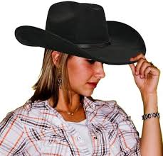 Amazon.com: ICEFANHUB Western Cowboy Hat for Men and Women Wide Brim Cowboy Cowgirl Hats with Buckle Belt，Black - Product from Amazon.com