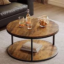 Amazon.com: JUMMICO 36" Coffee Tables with Storage, 2-Tier Round Coffee Table, Center Table for Living Room, Furniture for Small Spaces, Brown