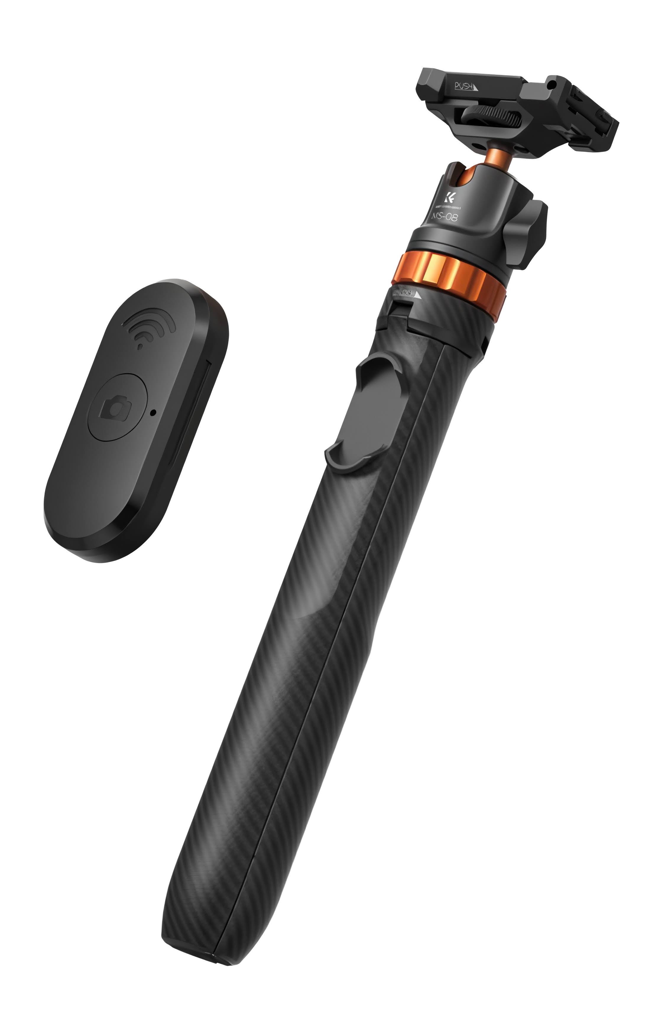 MS04 62''/1.58m Tripod Phone Selfie Stick, Black And Orange With Bluetooth Remote Control + Gopro Adapter