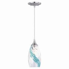 VAXCEL Milano Satin Nickel Mini Pendant Ceiling Light Amber Red Glass