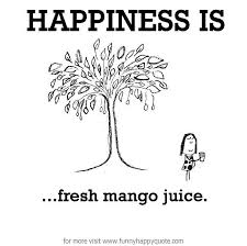 Happiness is, fresh mango juice. - Funny Happy Quote via Relatably.com