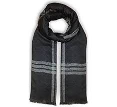 Livativ Bleu Nero Luxurious Winter Scarf Premium Cashmere Feel Unique Design Selection (Black/Blue-Grey Diagonal Plaid + Border) at Amazon Men's Clothing store - Product from Amazon.com