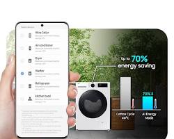 Изображение: washing machine running on an energysaving mode scheduled by AI