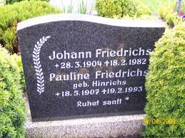 Grab von Johann Friedrichs (28.03.1904-18.02.1982), Friedhof ... - wl207