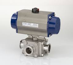 VNE, 4 in, 316 Stainless Steel, Pneumatically Actuated Three ...