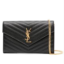 Yves Saint Laurent | Bags | Saint Laurent Monogram Envelope Chain Wallet In Gold | Poshmark