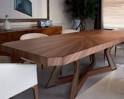 Image of Luxurious dining set with walnut wood table top