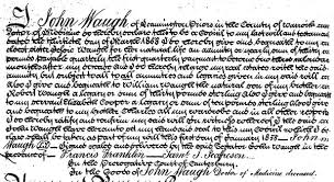 Extract from the Last Will and testament of John Waugh, esq. M.D. &quot;... to William Waugh the natural son of my brother Robert Waugh...&quot; See original document - Will_JohnWaughMD1853