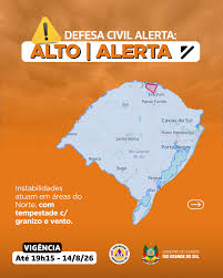 condição de ALERTA para instabilidades atuam em áreas do Norte, com tempestade c/ granizo e vento.