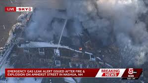 Crews battling massive fire after gas explosion at Nashua, NH commercial building