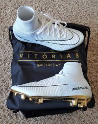 ronaldo cleats white and gold