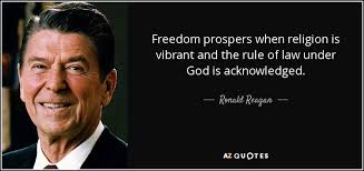 Ronald Reagan quote: Freedom prospers when religion is vibrant and ... via Relatably.com