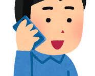 携帯電話で話している人のイラストの画像
