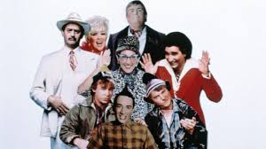 An image of the cast from SCTV, featuring Martin Short