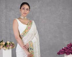 Chikankari embroidery on a sari