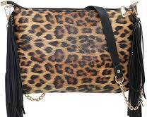 Image of Animal Print Fringe Sling Bag