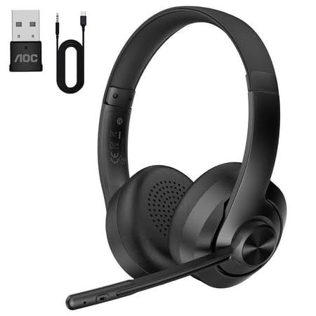 Aoc Wireless Headset with AI Noise Cancelling Microphone for Work