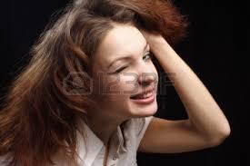 Girl dishevelled hair and give a wink black Stock Photo - 8092241. Girl dishevelled hair and give a wink black - 8092241-girl-dishevelled-hair-and-give-a-wink-black