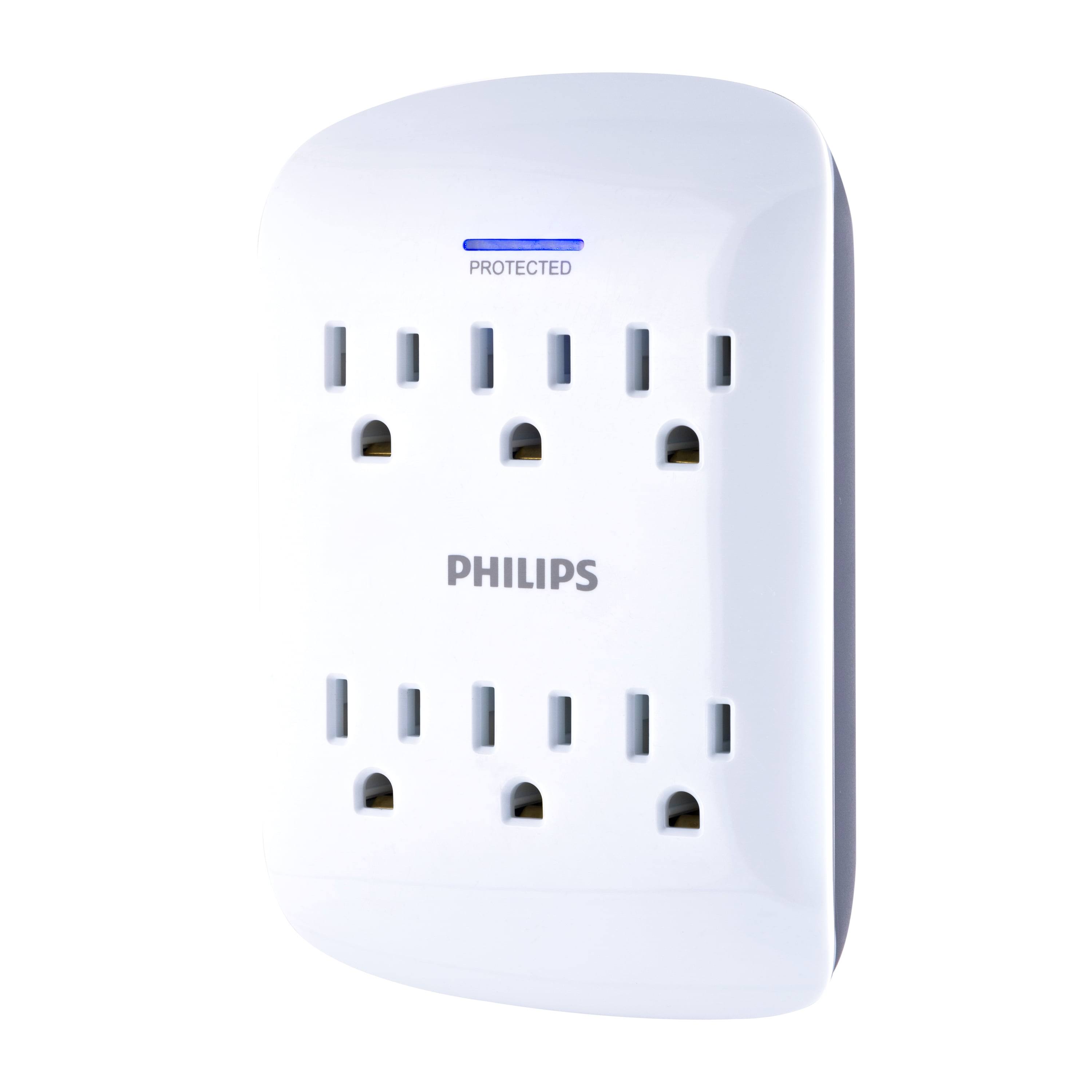 Philips 6-Grounded Outlet Surge Protector Wall Tap