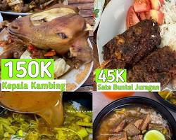 Gambar Kepala Kambing Utuh Jogja yang dipanggang sempurna, dengan asap mengepul dan bumbu meresap