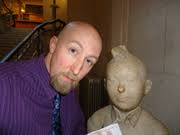 Joe Sutliff Sanders and a statue of Tintin - 2012-Jun-08_1509_56-todayti