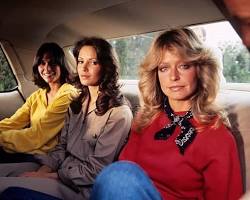 Charlie's Angels 1976 TV series Farrah Fawcett Kate Jackson Jaclyn Smith Cheryl Ladd 1970s ABC television stills silhouette opening credits posters, AI generated