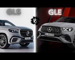 MercedesBenz GLE and GLS side by side comparison front view luxury SUV, buatan AI