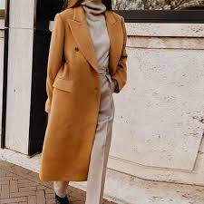 Amazon.com: Womens Winter Wool Blend Pea Coat Lapel Double Breasted Outerwear Trendy Jacket Business Long Trench Coats with Pocket Khaki : Clothing, Shoes & Jewelry