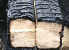 Bois carbonisé, non brûlé, et structurellement viable
