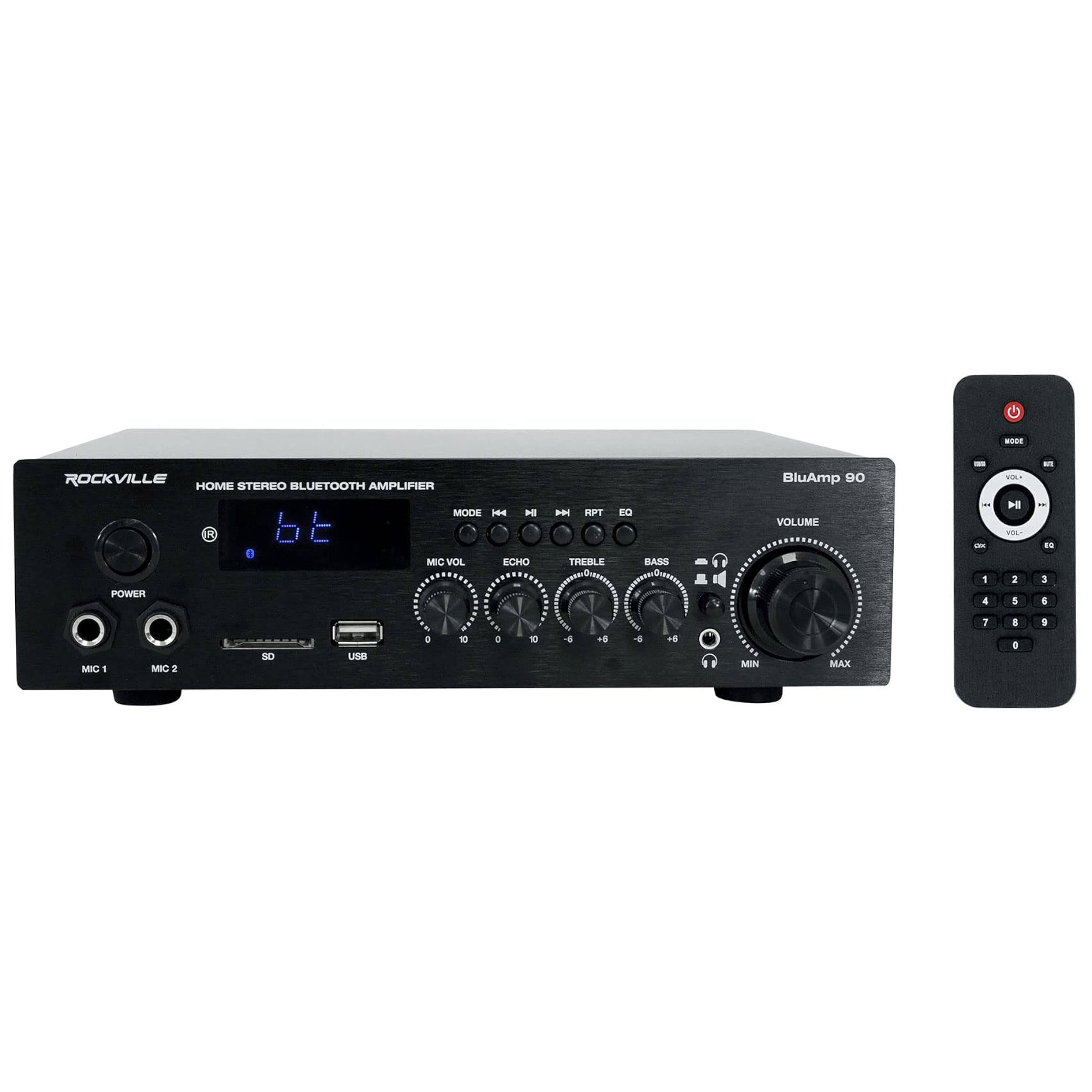 Rockville bluamp 90 Home Stereo Bluetooth Receiver Amp w/Mic+Phono+HDMI Input