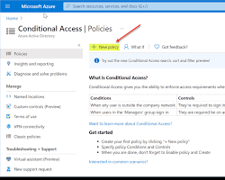 Image of Azure portal showing the steps to create a conditional access policy