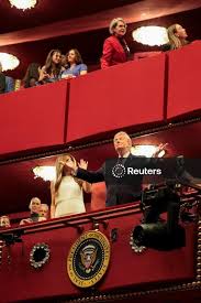 U.S. President Donald Trump and first lady Melania Trump attend the opening night of 'Chicago', in Washington