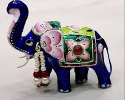 Varanasi Gulabi Meenakari pink and silver elephant statue, AI generated