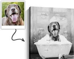 canvas print of a pet's photo hanging on a wallの画像