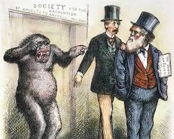 Immagine di political cartoon satirizing Social Darwinism