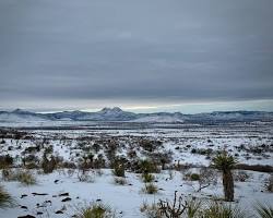 Image of snowcovered mountains in Alpine, Texas