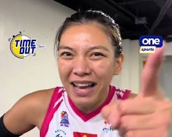 Image of Alyssa Valdez celebrating her FIRST SIX