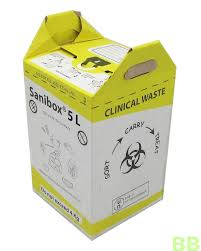 BritishBins Sanibox Clinical Waste 5ltr - Yellow (10 pack)