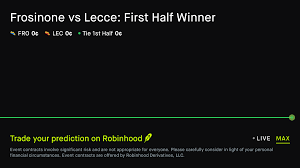 October 29, 2026: Frosinone vs Lecce: First Half Winner Soccer Prediction Market