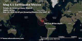 Terremoto moderado mag. 4.5 - Mexico: 9 km Al SUROESTE De SAYULA DE ALEMAN, VER, 2026-03-12 14:45:57 (Hora de México)