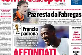 Today’s Papers: Record Milan signing, Como beat Inter to Paz, France frightening