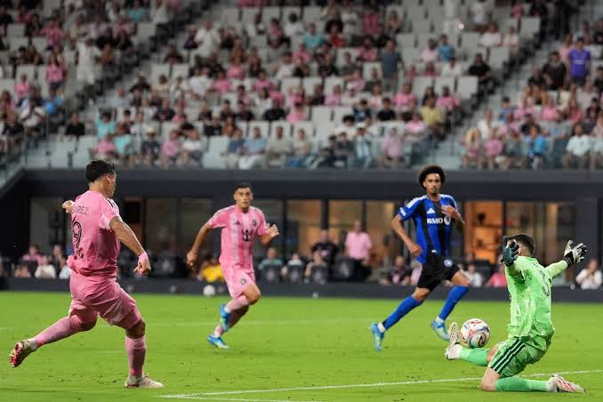 Lionel Messi scores four goals, first in MLS play, as Inter Miami romps 7-1 over CF Montreal; tops scoring charts with 18