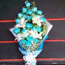 Image result for karangan bunga mawar biru