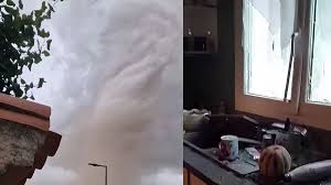 Tornado golpea Francia y logran captar una imagen de su impresionante columna, dejando casas dañadas y carreteras cerradas