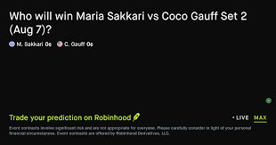 August 7, 2026: Maria Sakkari vs Coco Gauff: Set 2 Winner Prediction Market