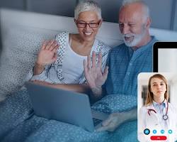 Изображение: elderly person using a telemedicine app to consult with a doctor remotely
