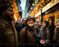 Image of tour guide leading a group of tourists